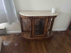 Demi-Lune Console Table with Marble Top and Mirrored Sides