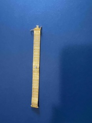 Gold Woven Mesh Bracelet with Diamond Accent
