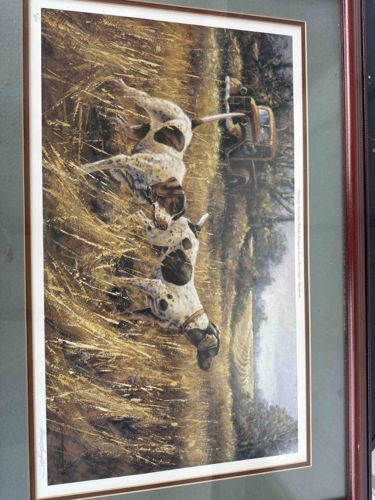 Framed Art Print: Hunting Dogs in Field