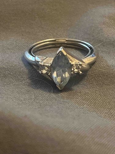 Silver-Toned Ring with Marquise and Accent Stones