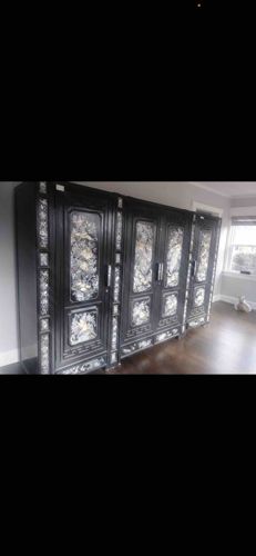 Asian Lacquered Wood and Mother-of-Pearl Inlay Wardrobe Set