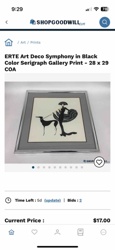 ERTE Art Deco Symphony in Black Color Serigraph Gallery Print - 28 x 29 COA