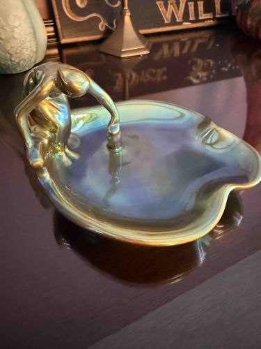 Zsolnay Eosin Glaze Art Nouveau 'Narcissus' Figural Dish