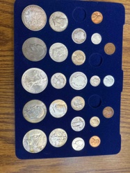 Assorted United States Coin Collection on Blue Display Card