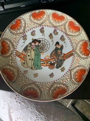Hand-Painted Japanese-Style Decorative Plate with Figural Scene