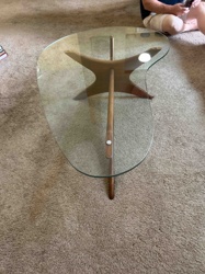 Mid-Century Modern Kidney-Shaped Glass-Top Coffee Table