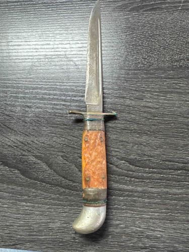 Vintage Fixed Blade Knife with Stag Handle