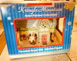 Kringle Mountain Hand Painted Porcelain House With Attached Figures