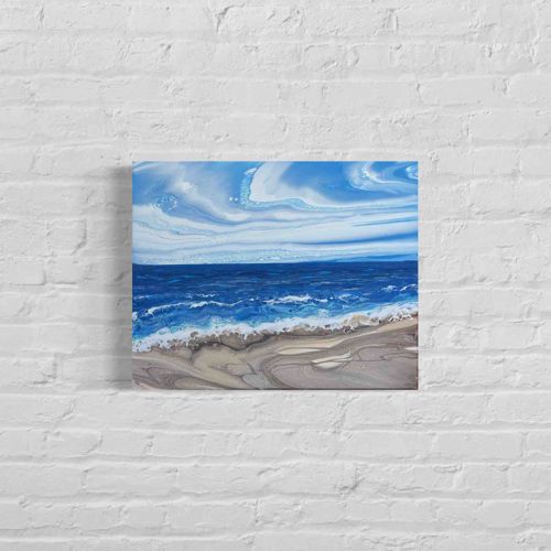 Acrylic Pour Seascape Painting