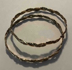 Pair of Braided Gold-Tone Rope Design Bangles