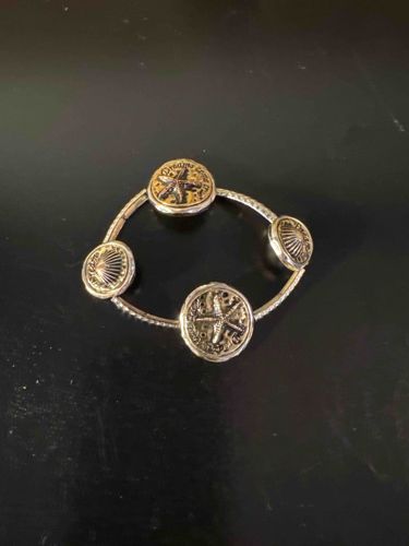 Seashore-Themed Metal Stretch Charm Bracelet