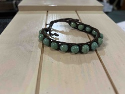 Beaded Macrame Bracelet with Green Stones