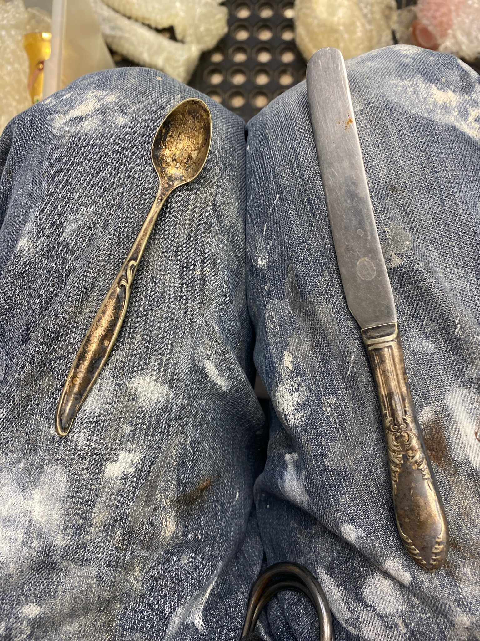 Submitted photo of Silver-plated flatware spoon and knife