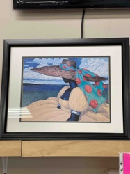 Framed Portrait Print of a Woman in a Wide-Brimmed Hat