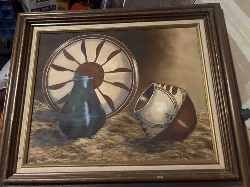 Still Life Painting with Native American-Style Pottery