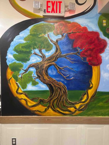 Surrealist Seasonal Tree Mural