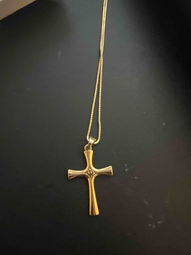 Gold-Toned Flared Cross Pendant Necklace