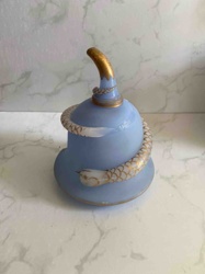 Periwinkle Blue Decorative Cloche with Gilded Serpent Motif