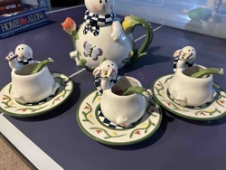 Whimsical Bunny Teapot and Tea Cup Set