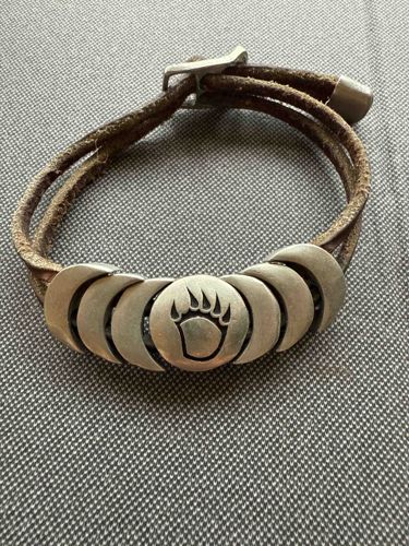 Bear Paw Charm Leather Cord Bracelet