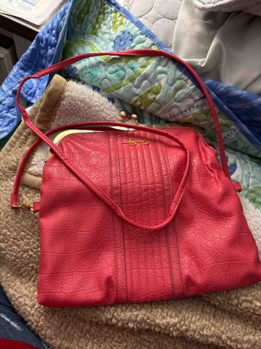 Jessica Simpson Red Faux-Crocodile Kiss-Lock Crossbody Bag