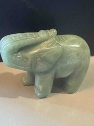 Carved Green Stone Elephant Figurine