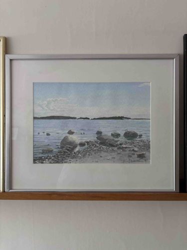 Framed Coastal/Lake Landscape Artwork
