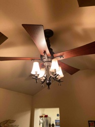 Five-Blade Ceiling Fan with Integrated Chandelier Lighting