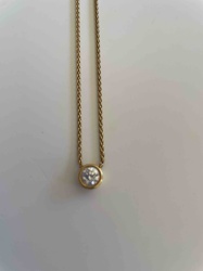 Gold-Tone Bezel-Set Solitaire Pendant Necklace