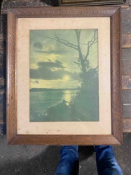 Framed Antique/Vintage Landscape Print (Sunset/Sunrise)