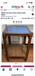 1940s Art Deco Blue Glass Side Table