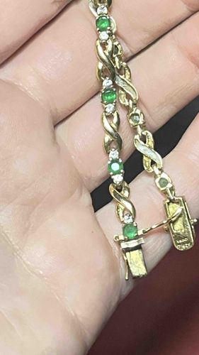 Emerald and Diamond Accent Gold Bracelet