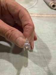 Cubic Zirconia Clip-On Earring with Pear-Shaped Stone and Tapered Accent