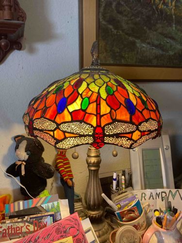 Dragonfly Motif Stained Glass Table Lamp
