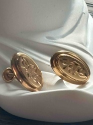 Vintage Gold-Toned Oval Cufflinks with Floral Engraving
