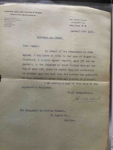 1917 Legal Correspondence from McInnes, Mellish, Fulton & Kenny