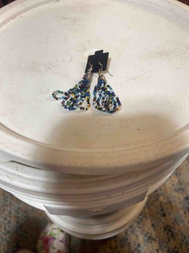 Multi-Colored Seed Bead Tassel Earrings