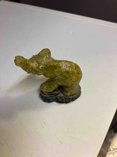 Carved Green Stone Elephant Figurine