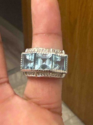 Aquamarine and Diamond Accent Cocktail Ring