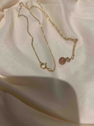 Gold-Toned Chain Necklace with Single Stone Bead