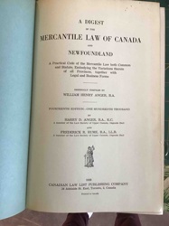 A Digest of the Mercantile Law of Canada and Newfoundland, Fourteenth Edition