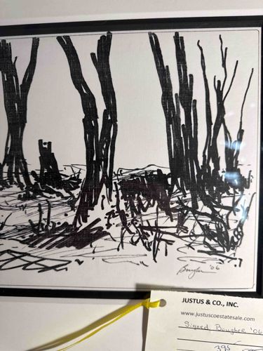 Signed Doughee '06 Abstract Tree Ink Drawing