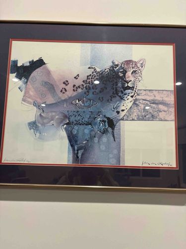 Framed John Seerey-Lester Leopard and Fawn Print