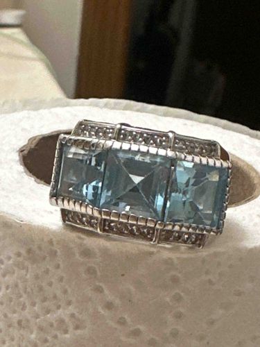 Aquamarine and Diamond Accent Ring