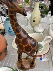 Carved Wooden Giraffe Figurine