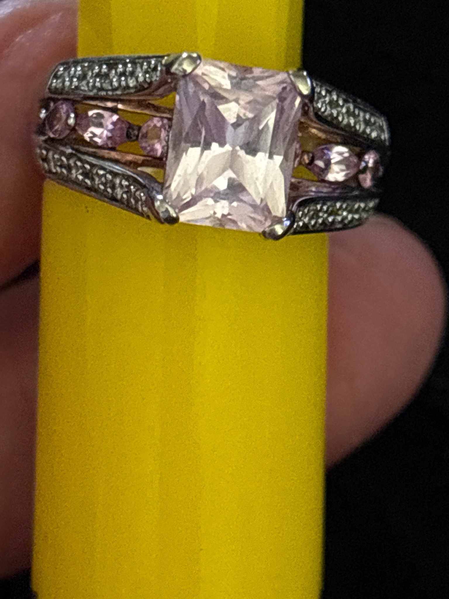 Submitted photo of Multi-stone pink and white gemstone ring