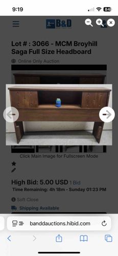MCM Broyhill Saga Full Size Headboard