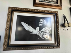 Framed Black and White Portrait of Individual with Corn/Harvest