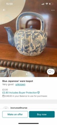 Blue and White Japanese Ware Teapot