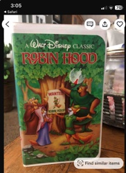 Walt Disney Classic Robin Hood VHS Tape